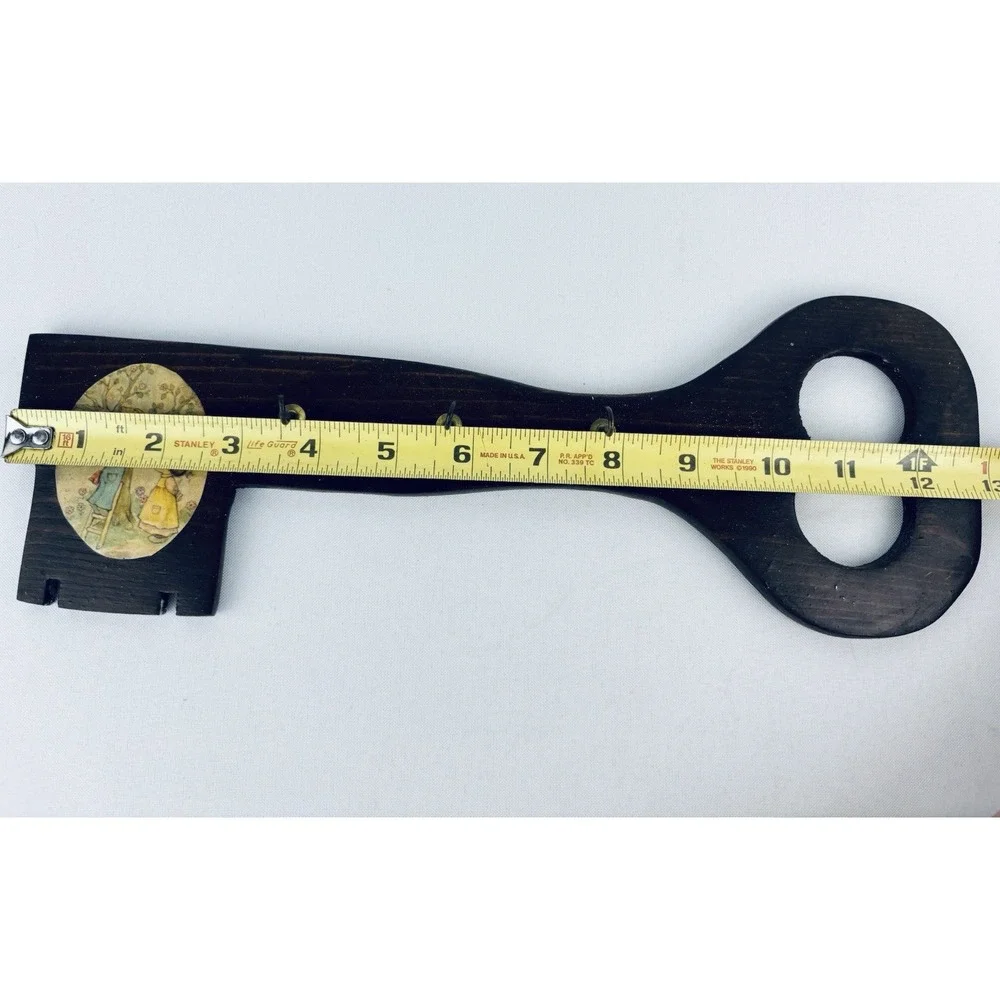 Vintage Holly Hobbie‎ Wood Key Shaped Key Holder Rack 3 Hooks